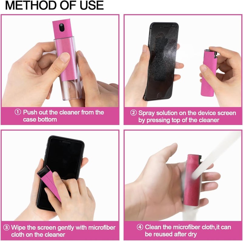 walrfid Screen Cleaner Touchscreen Mist Spray, Cleaning Kit for Electronic Smart Phone TV, Laptop, Tablet, PC, Computer LCD Flat Screens, Eyeglasses, Compatible with iPhone iPad MacBook Pro - Hot Pink - Image 3